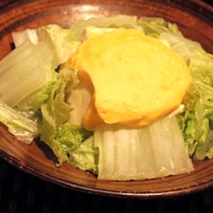 レンジで簡単、白菜と豆腐のふんわり卵蒸し